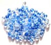 100 6mm Transparent Two Tone Crystal & Blue Round Beads